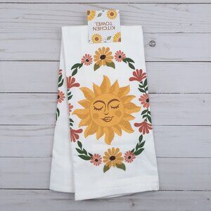 Kitchen Dish Towel Vintage Blossom Sun Floral Flowers Dual Purpose